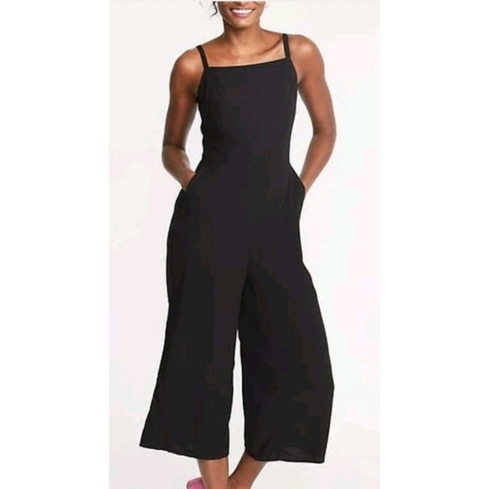 Old Navy Jumpsuit‎ Plus Size 4X Black Sleeveless Square Neck Smocked Pockets